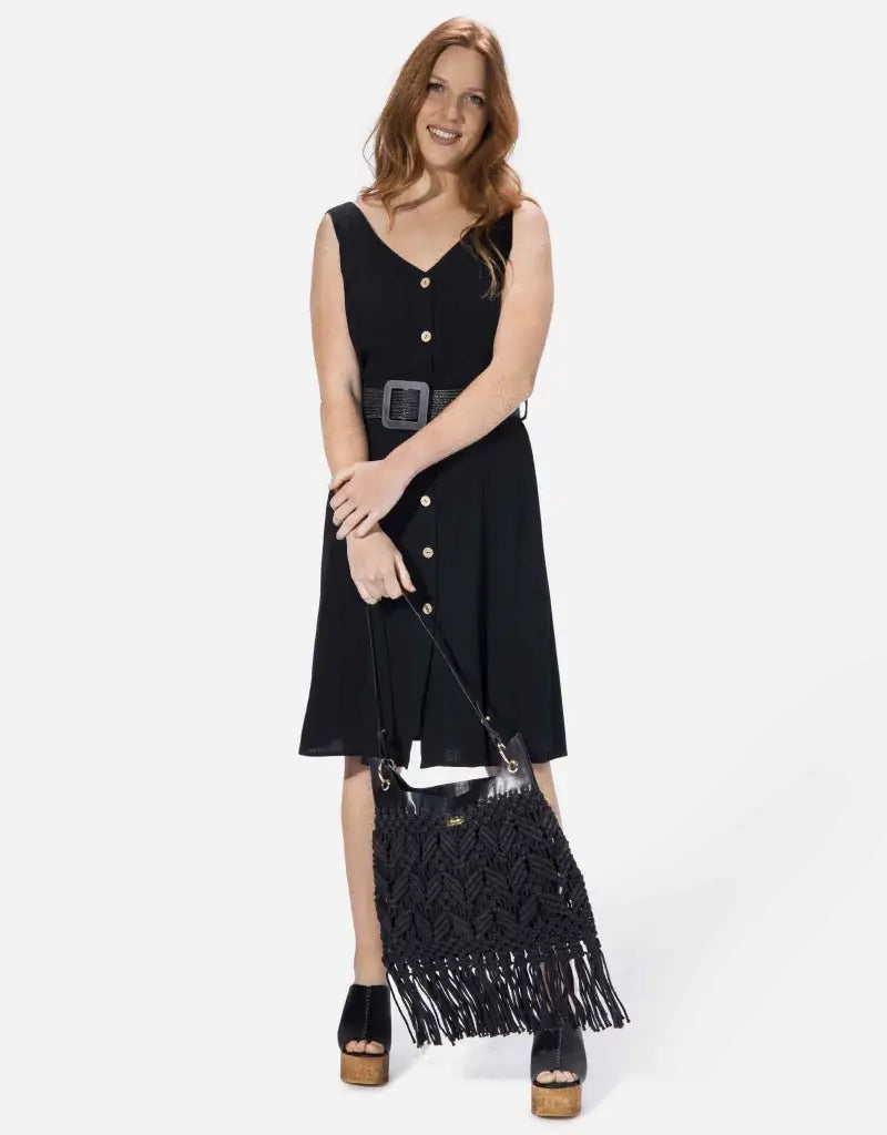 Bolso De Hombro Negro - Hishi