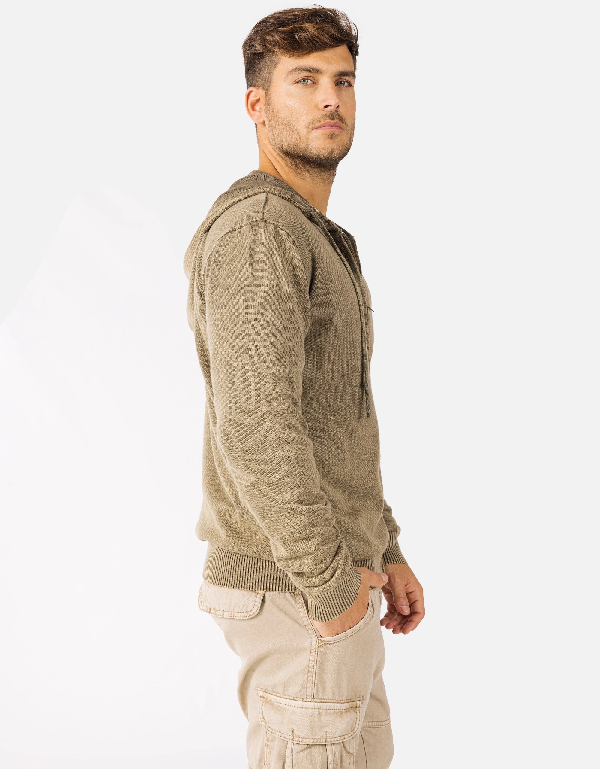 Sudadera con Capucha Algodón Caqui - Rhys 3