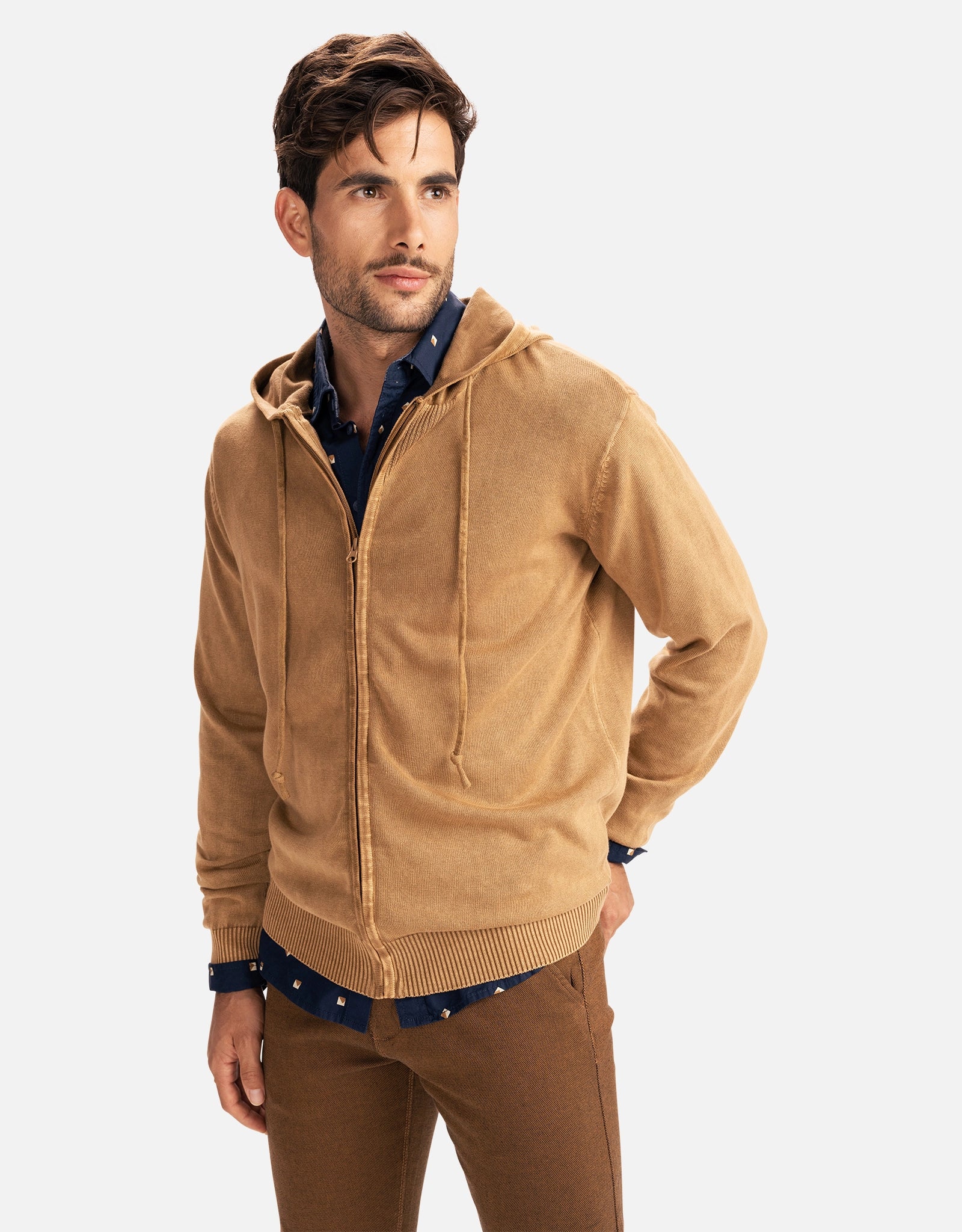 Sudadera con Capucha Algodón Camel - Rhys
