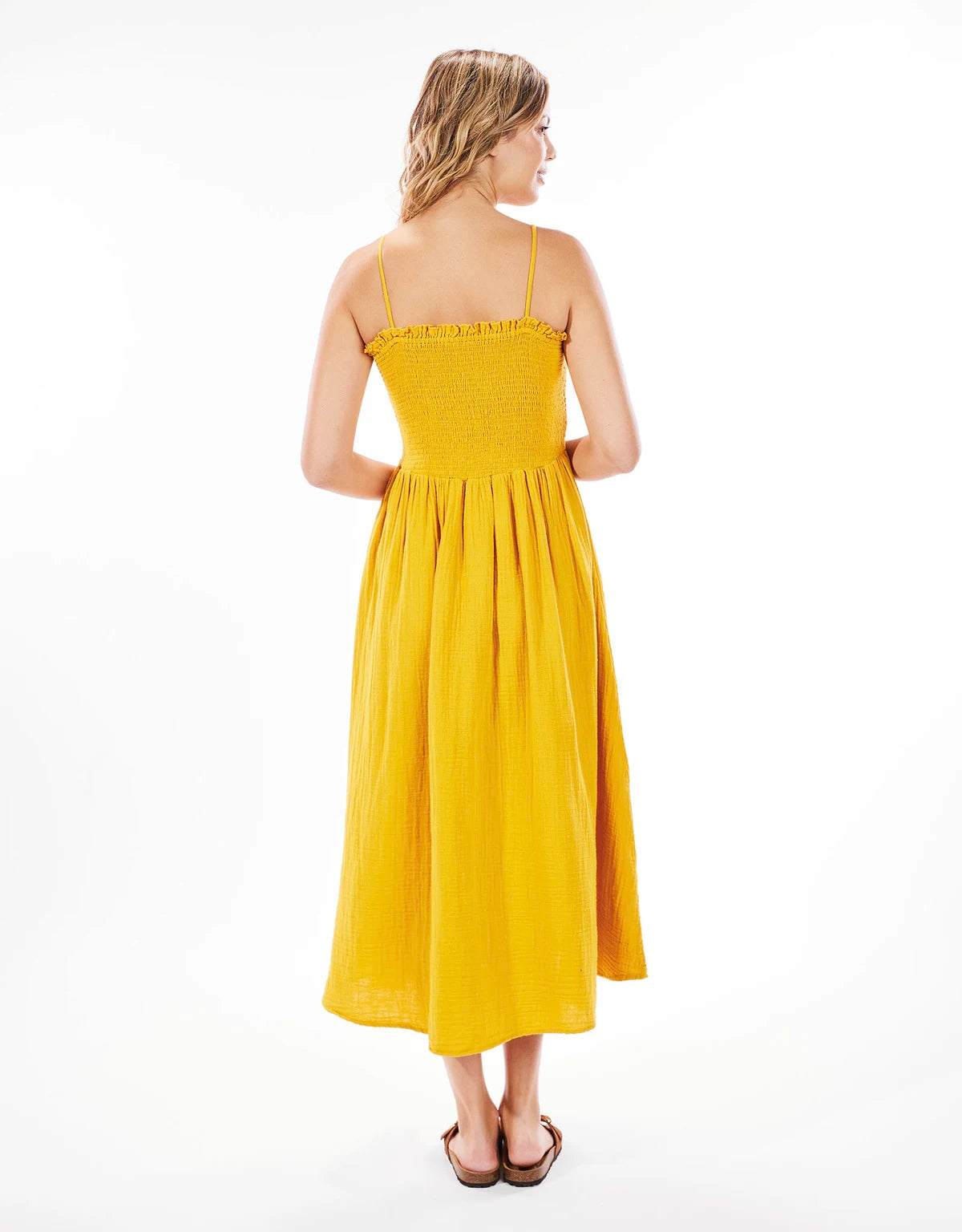 Mustard Cotton Long Dress - Bibin