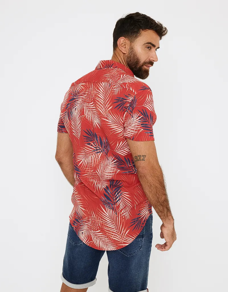 Camisa manga corta viscosa roja 2