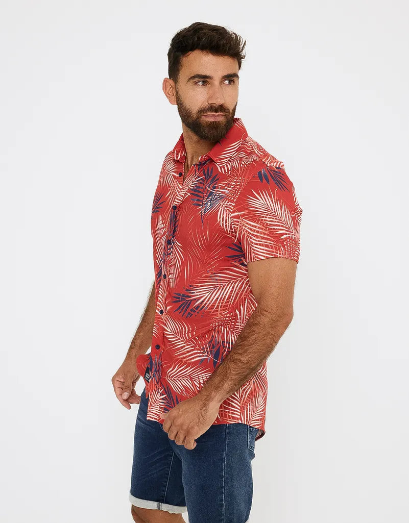 Camisa manga corta viscosa roja 3