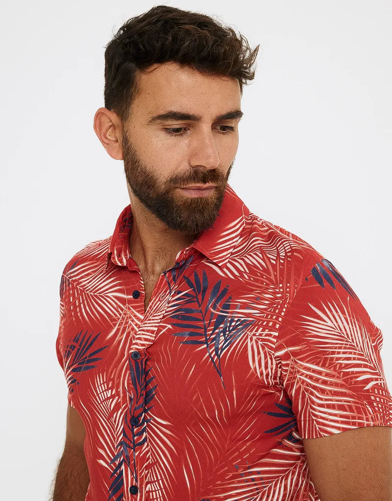 Camisa manga corta viscosa roja 4