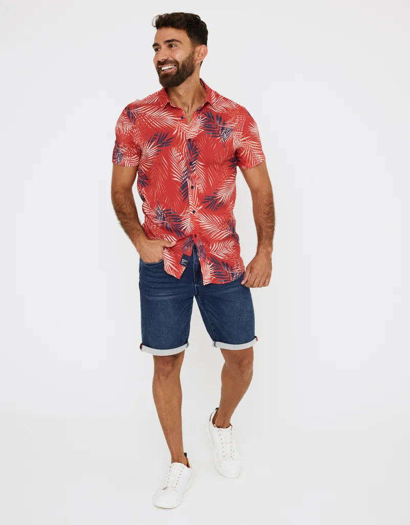 Camisa manga corta viscosa roja 6