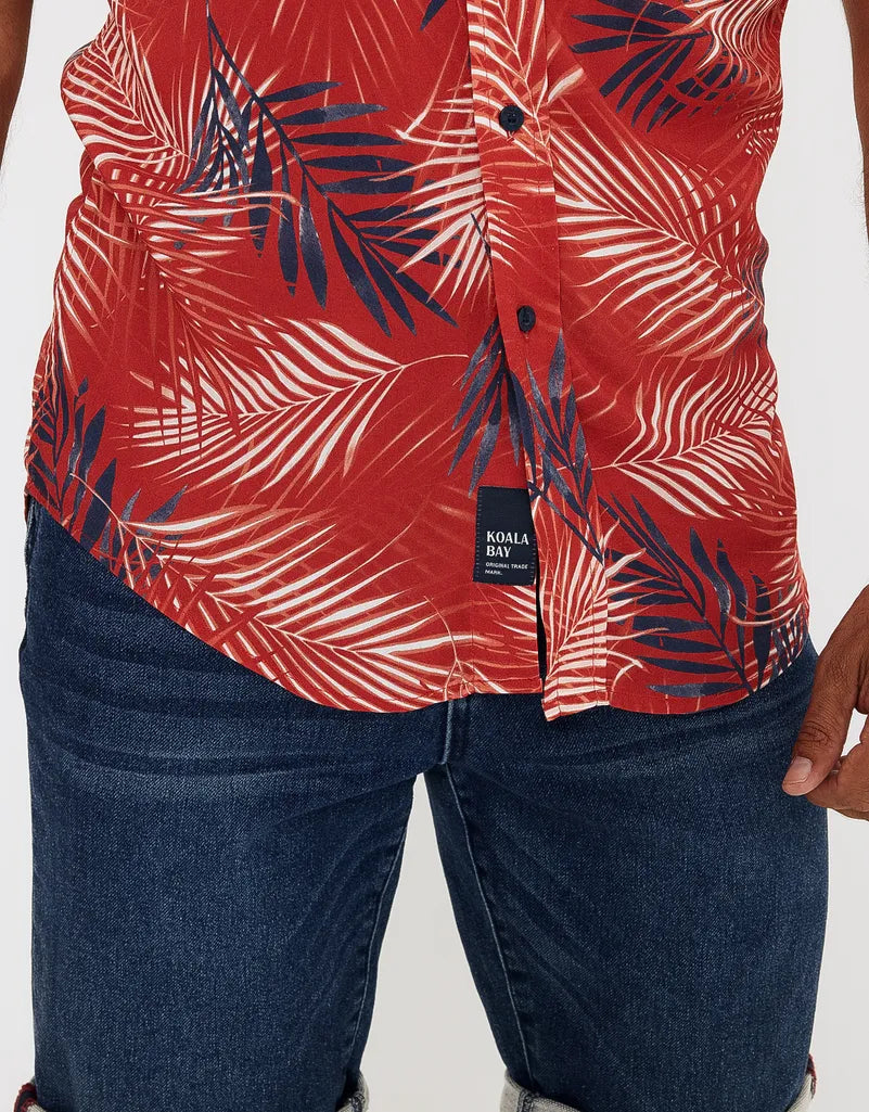 Camisa manga corta viscosa roja 5