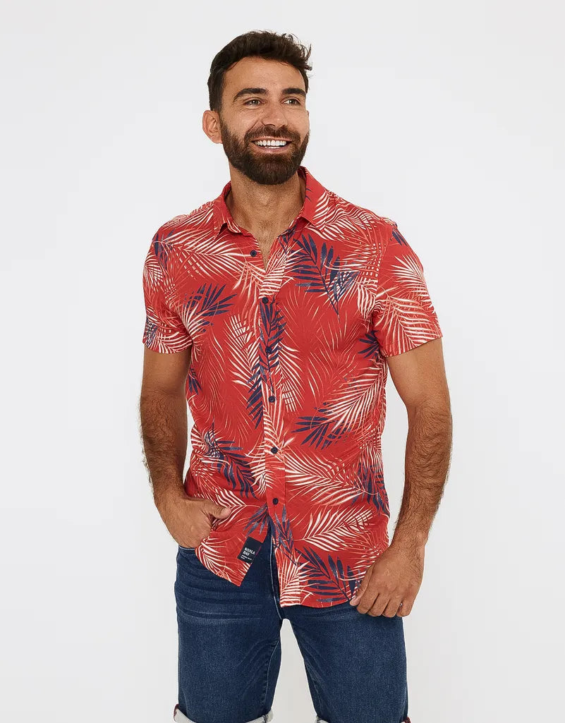 Camisa manga corta viscosa roja