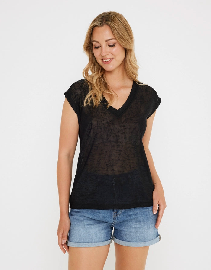 Camiseta Manga Corta Transparencias Negro - Tumi