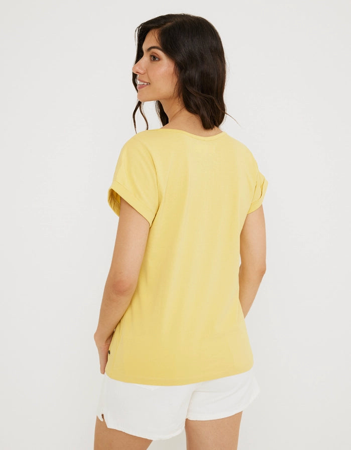 Kurzärmeliges T-Shirt aus Baumwolle Gelb - Peyotec