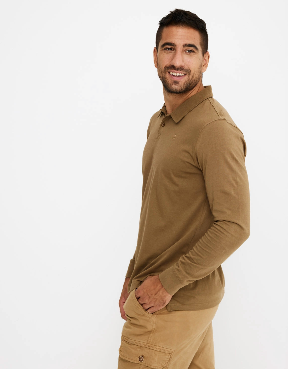 Polo Manga Larga Caqui Marrón - Pals 3
