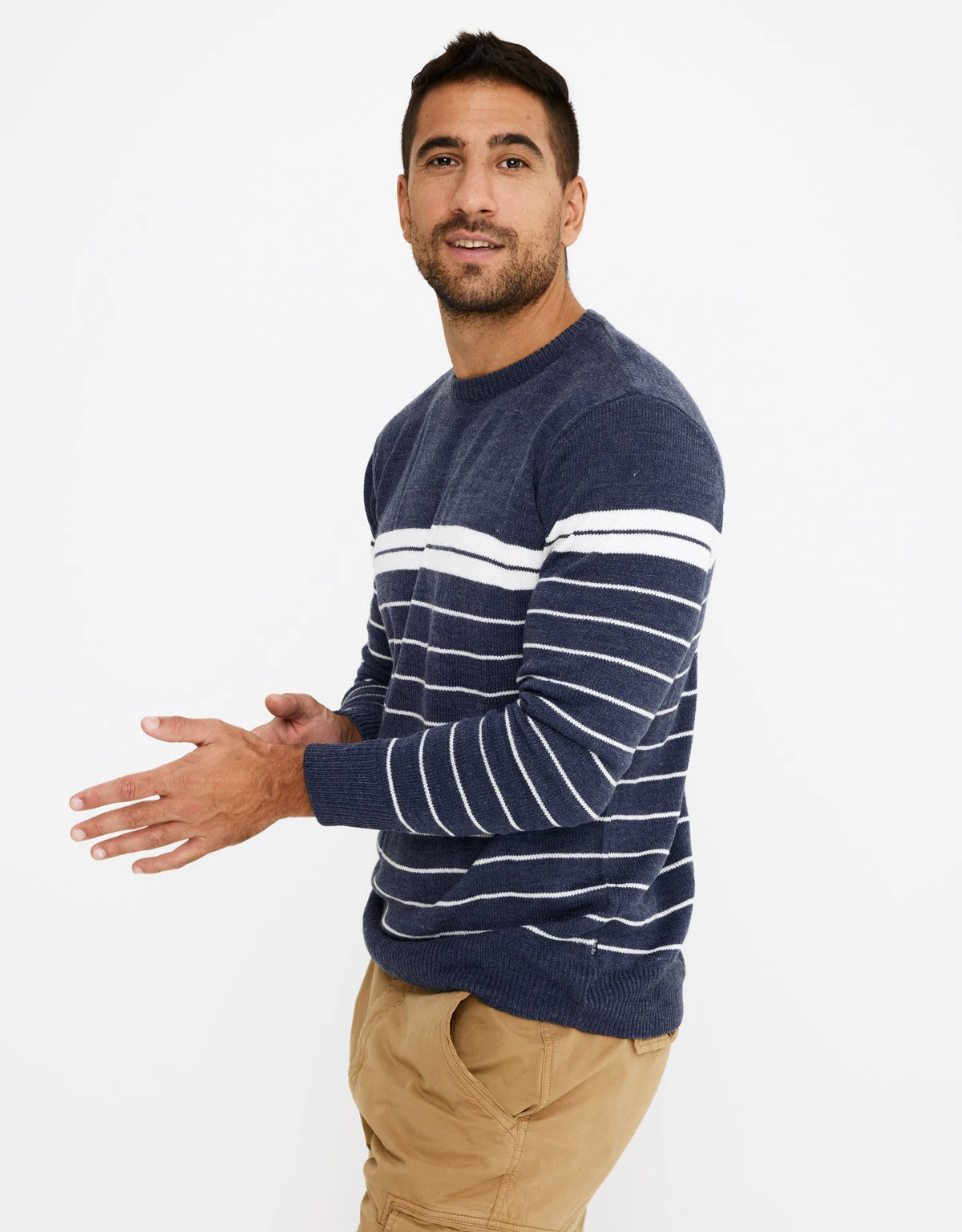 Jersey Manga Larga Rayas Azul Marino 3