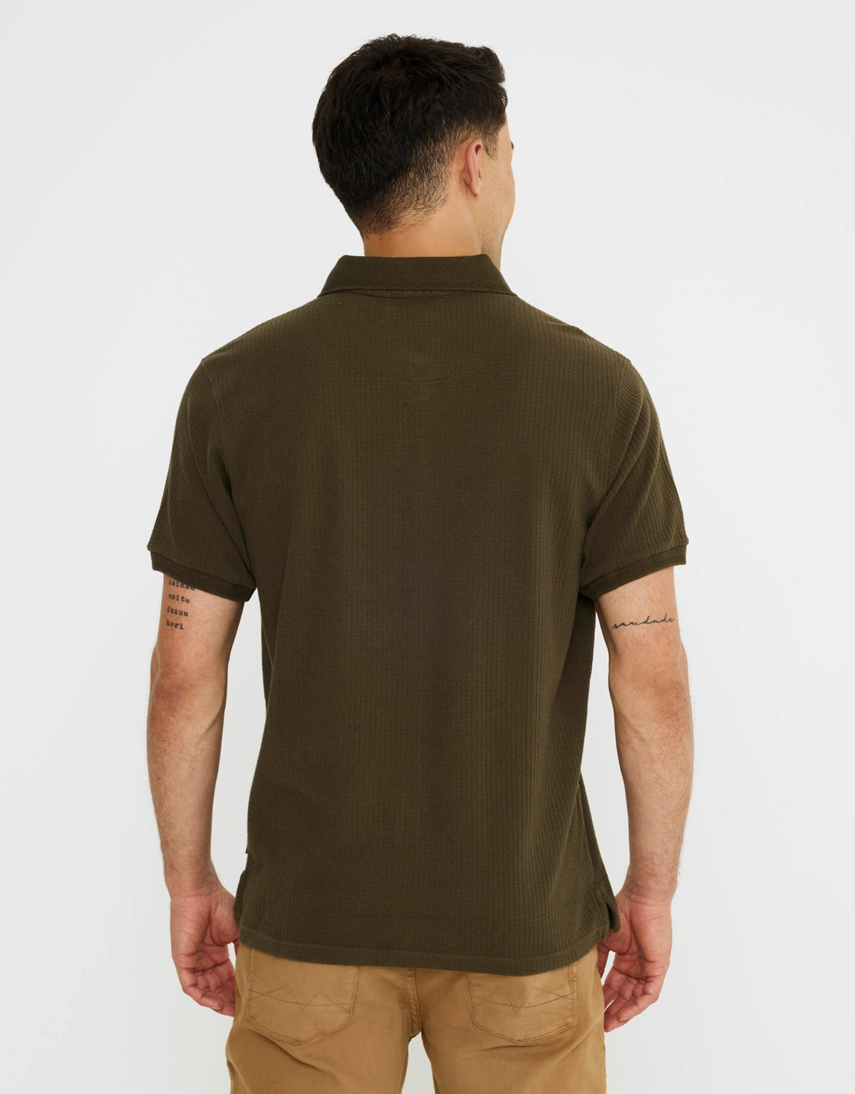 Polo Manga Corta Algodón Caqui - Waffle 2