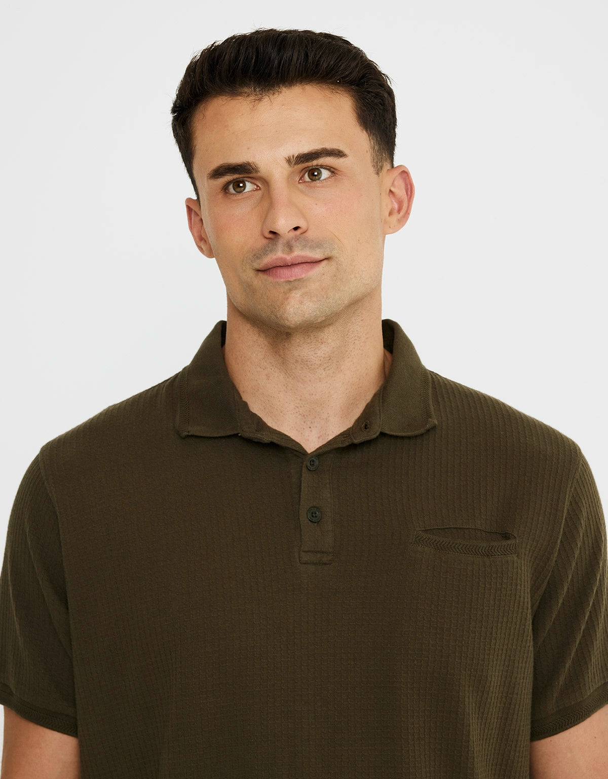 Polo Manga Corta Algodón Caqui - Waffle 4