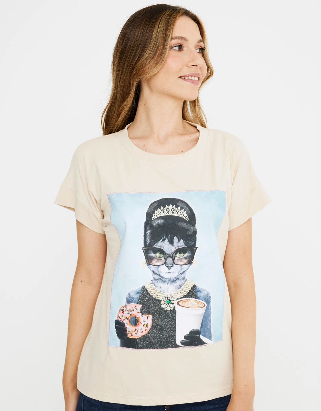 Camiseta Manga Corta Algodón Beige - Gaudrey 4