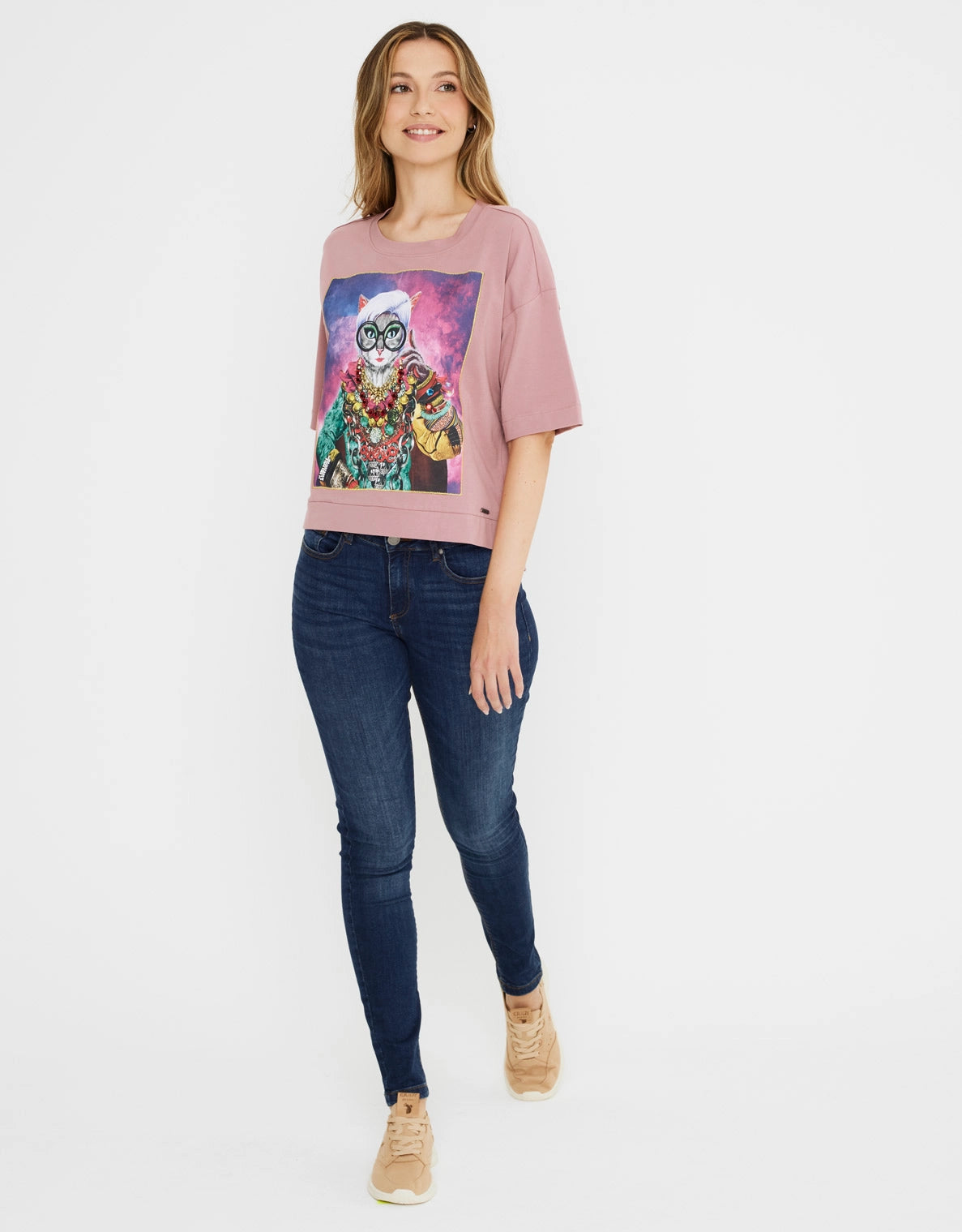 Camiseta Manga Corta Rosa Algodón - Giris 5