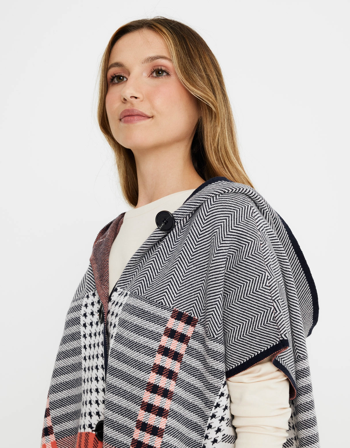 Poncho Cuadros con Capucha - Zalika