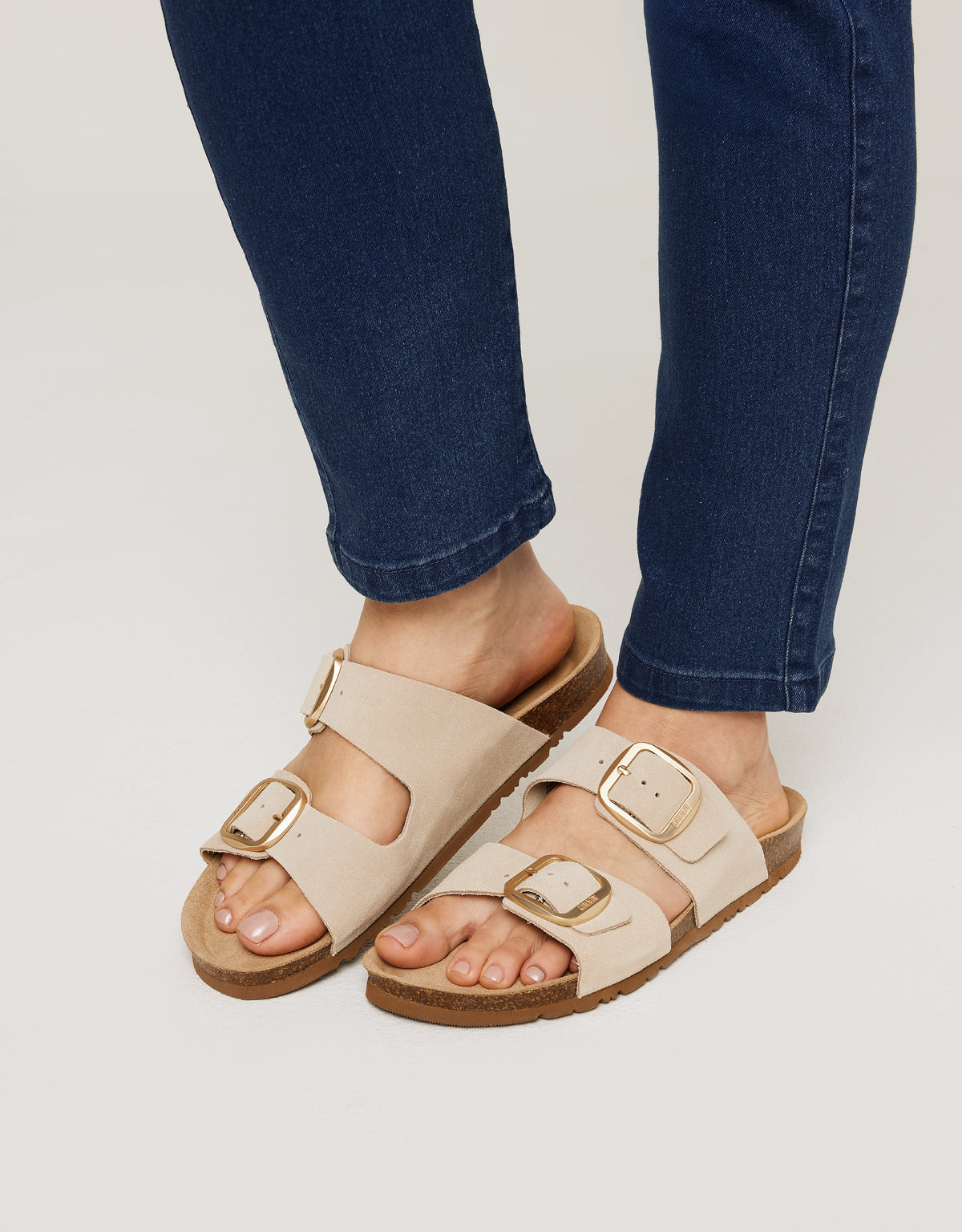 Cuir Sandale Bio à Boucle Sable - Emerald