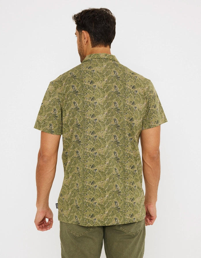 Camisa Manga Corta Estampado Caqui - Semu 2