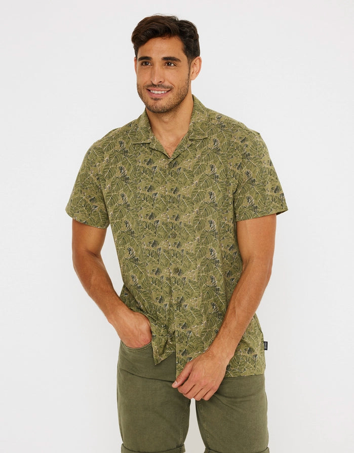 Camisa Manga Corta Estampado Caqui - Semu