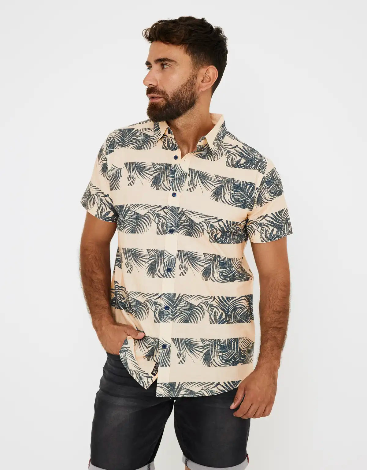 Camisa Manga Corta Estampada Rayas - Spiridion