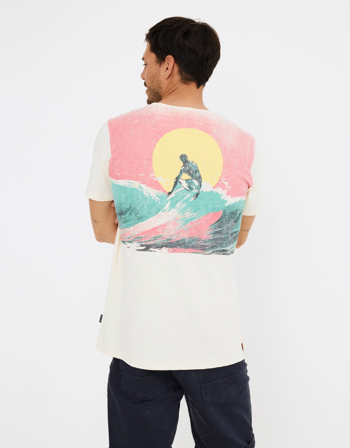 Camiseta beige estampado espalda algodón 2