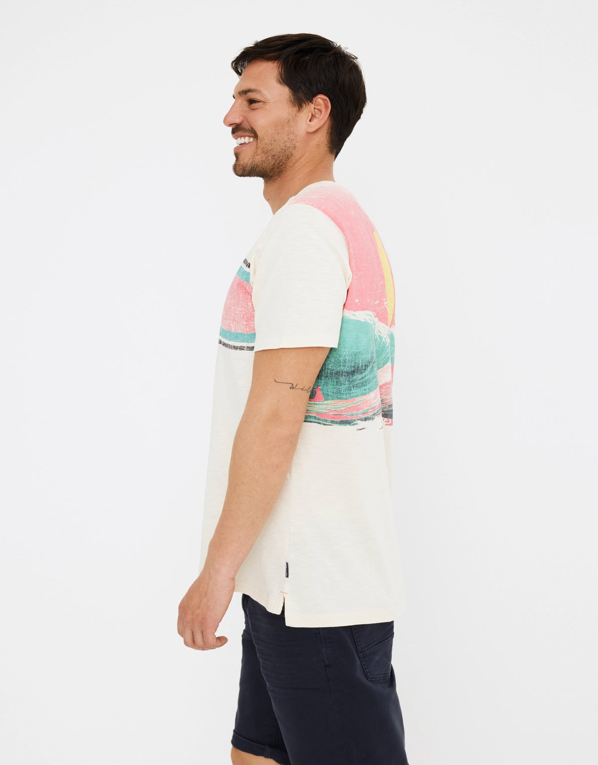 Camiseta beige estampado espalda algodón 3