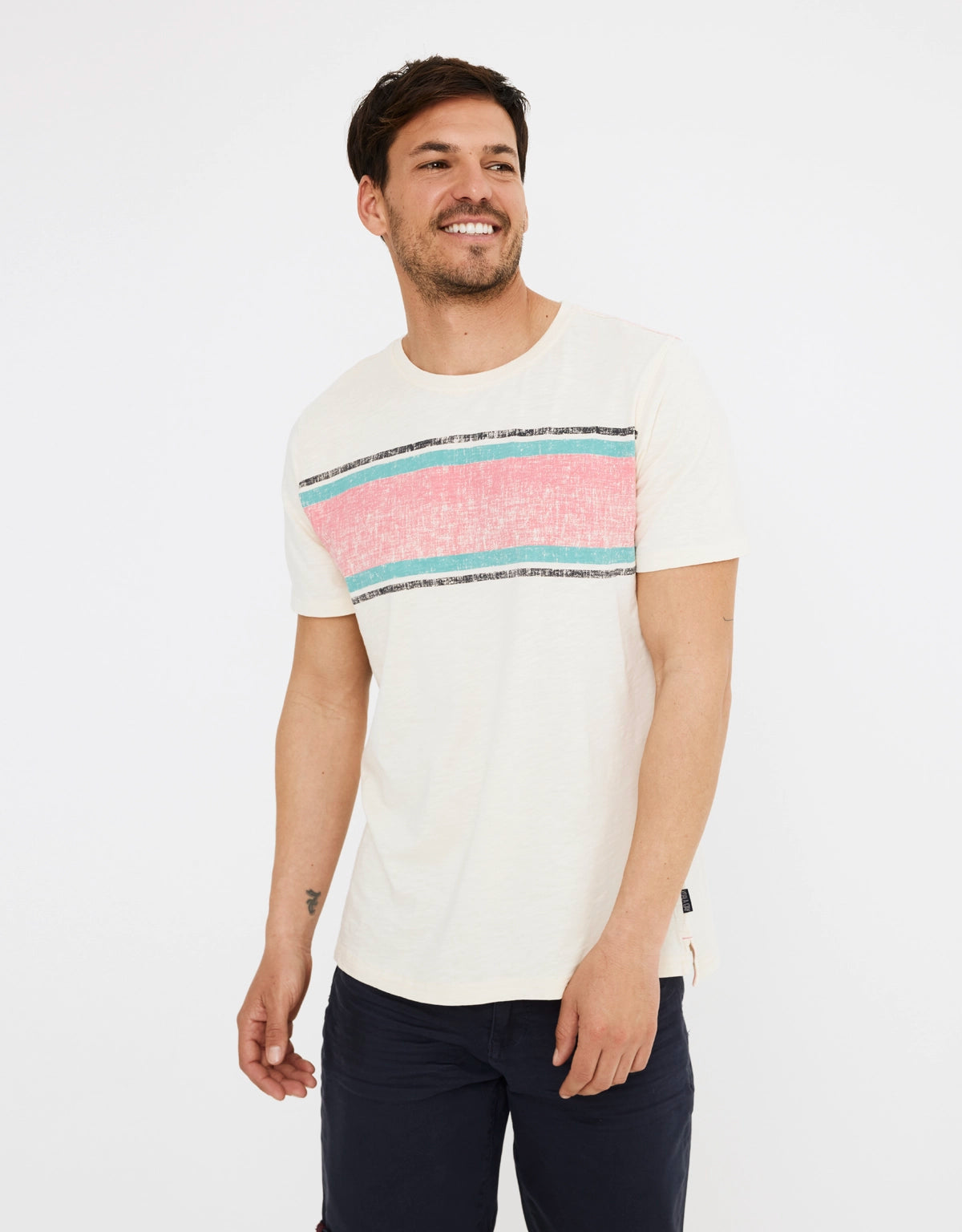 Camiseta beige estampado espalda algodón