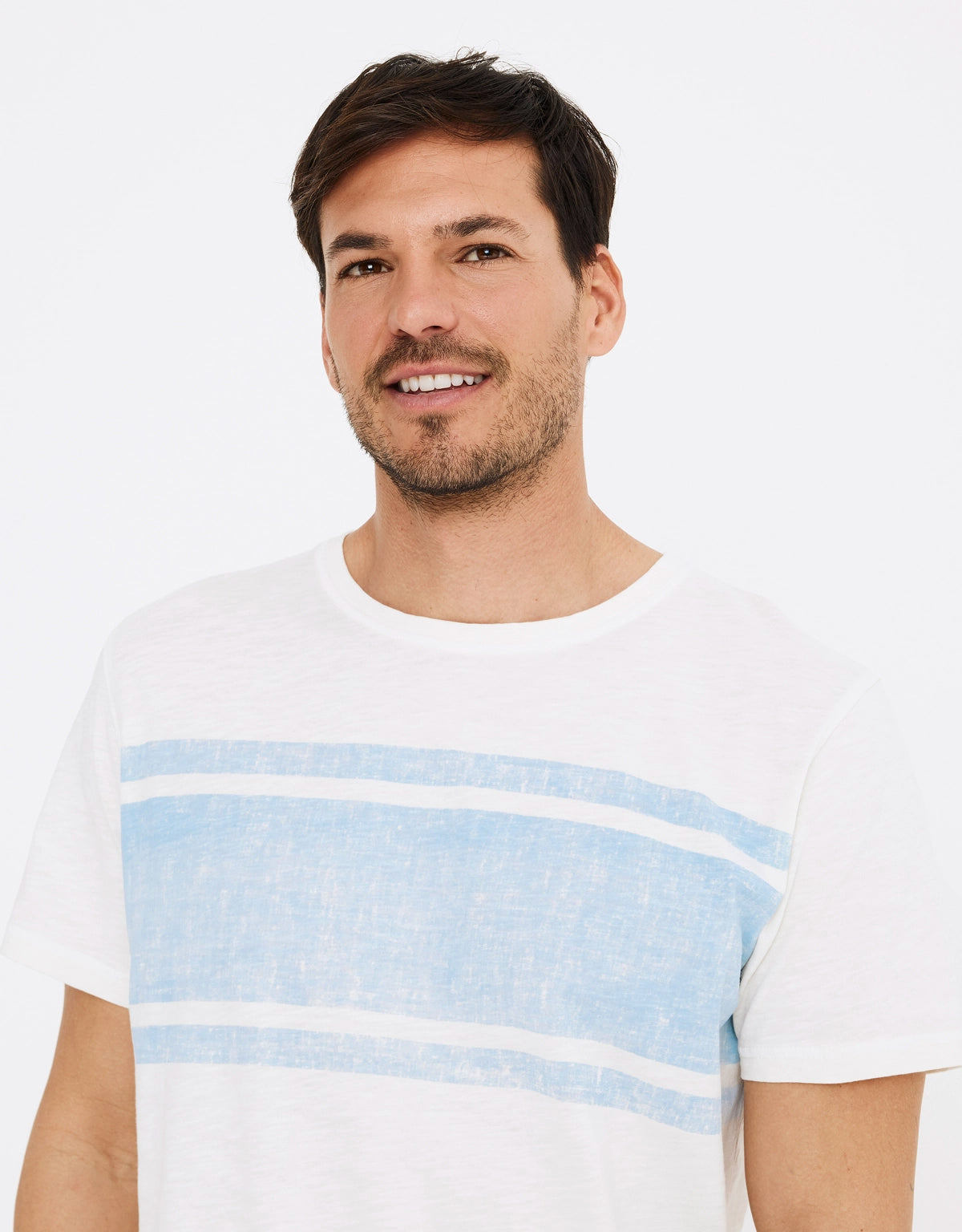 Camiseta blanca estampado rayas algodón 4