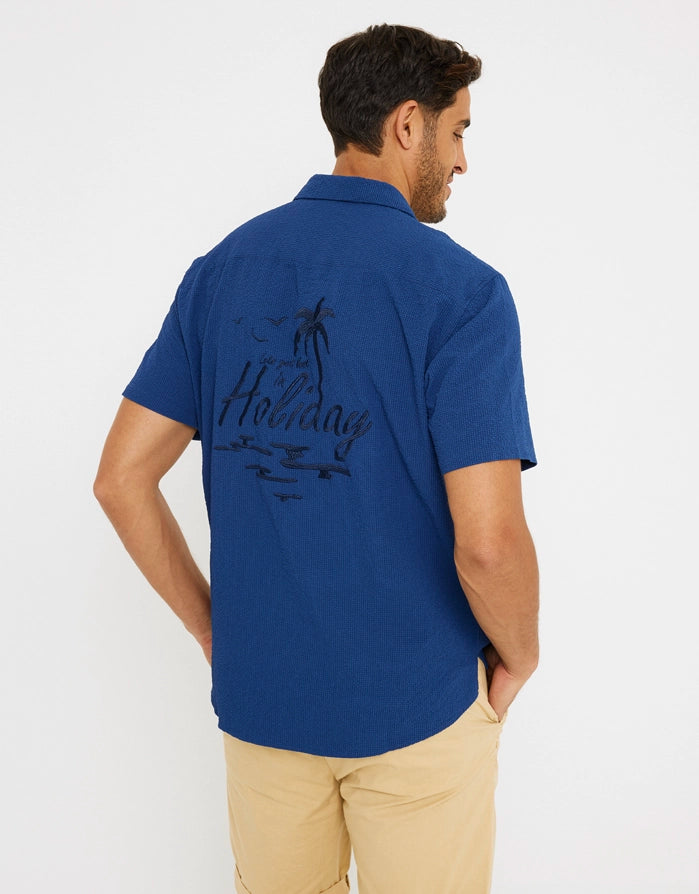 Camisa Manga Corta Azul - Berdún