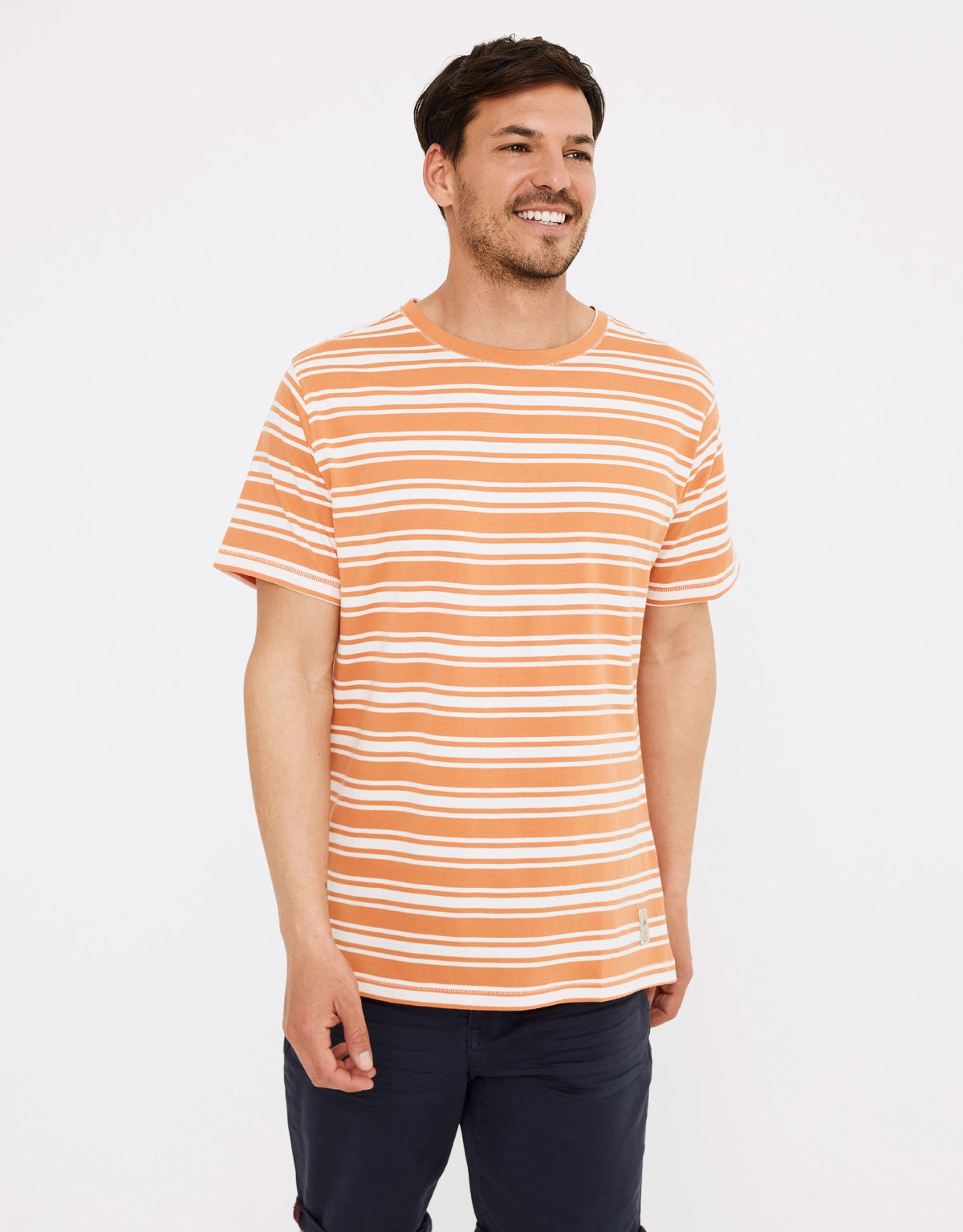 Camiseta Manga Corta Rayas Naranja- Hari