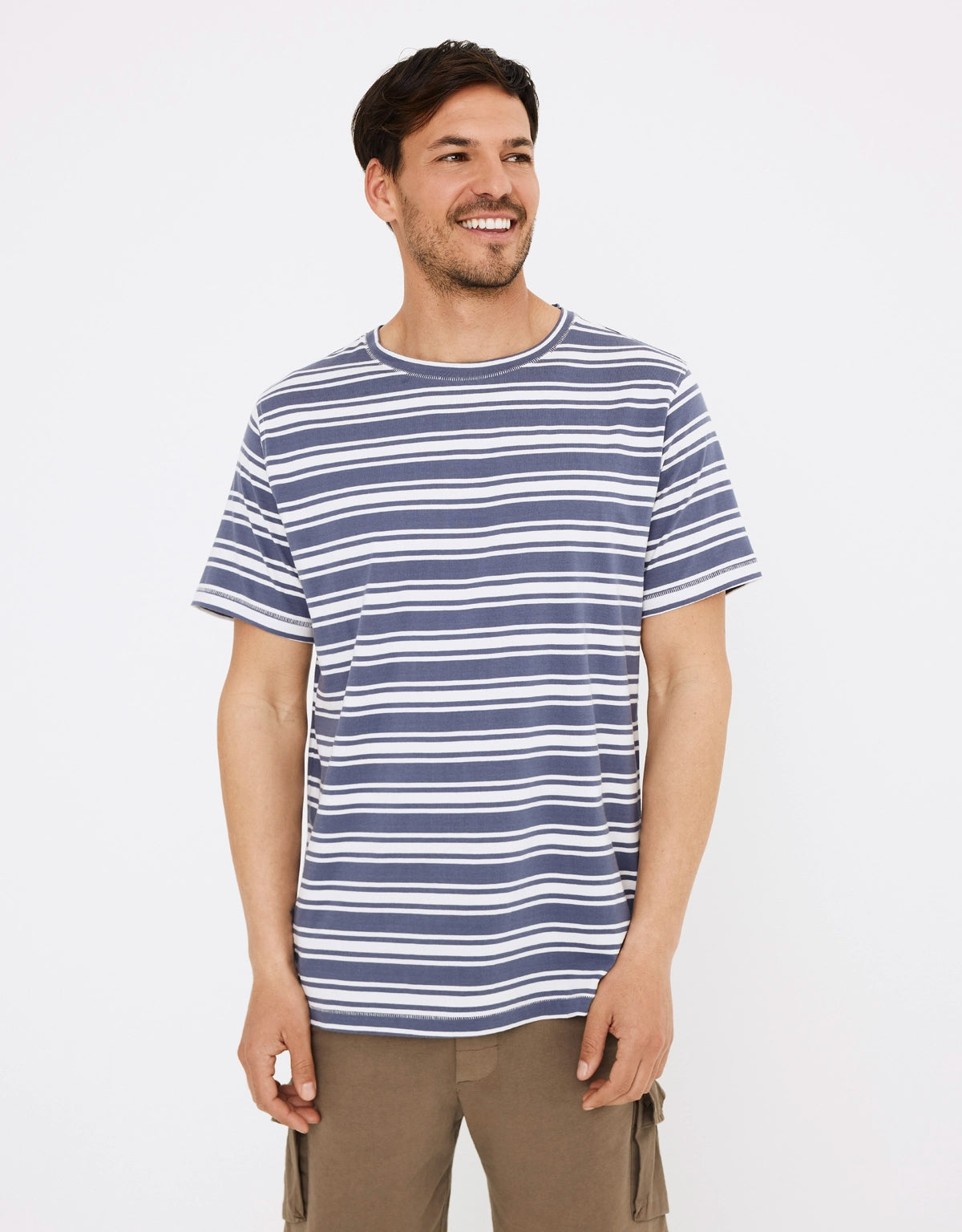 Camiseta Manga Corta Rayas Azul- Hari