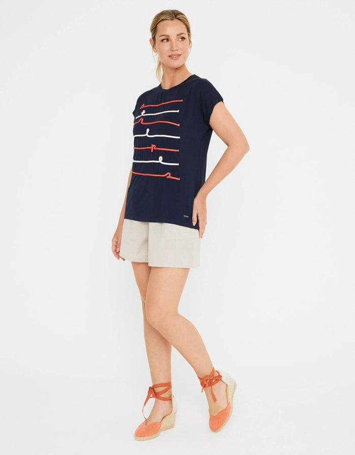 Marineblaues T-Shirt mit kurzen Ärmeln - Laperdi