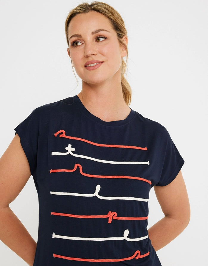 Marineblaues T-Shirt mit kurzen Ärmeln - Laperdi