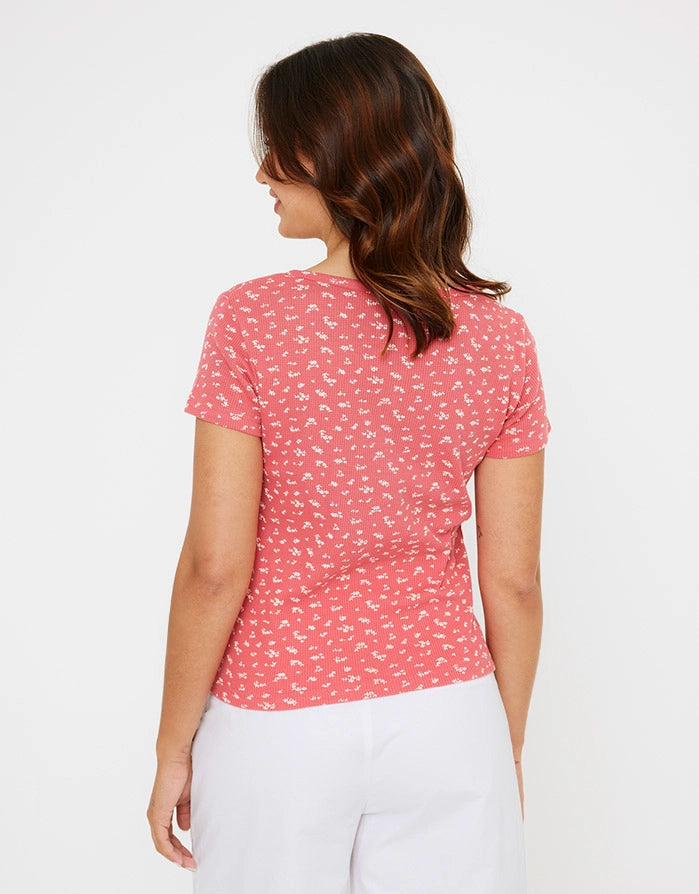 Short Sleeve Coral T-Shirt - Yarima