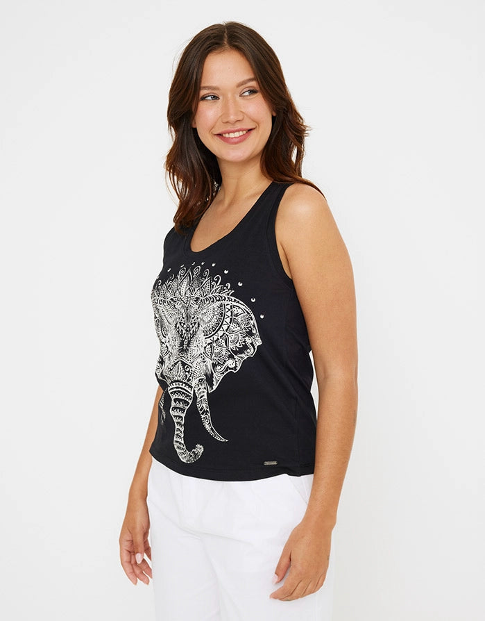 Camiseta Tirantes Estampada Negro - Alcorisa 4