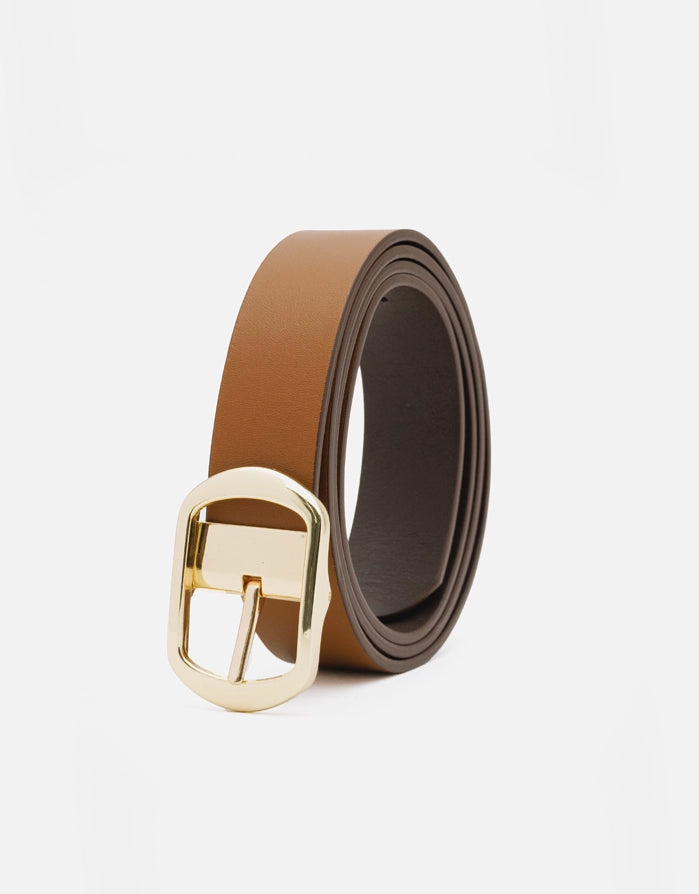 Cinturón Piel Marrón con Hebilla Dorada - Costa 3