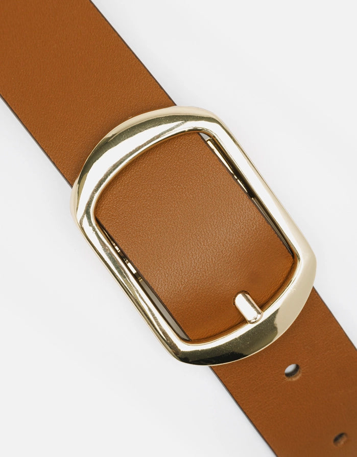 Cinturón Piel Marrón con Hebilla Dorada - Costa 2