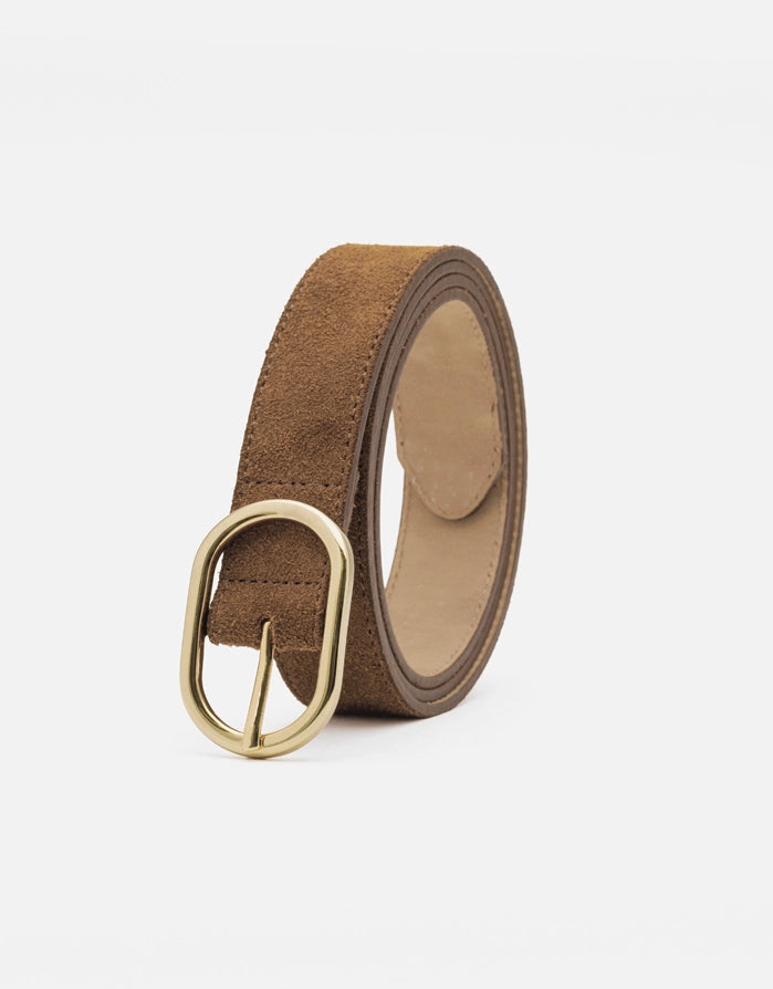 Cinturón Marrón Serraje Hebilla Dorada - Morena 2