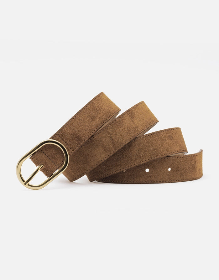 Cinturón Marrón Serraje Hebilla Dorada - Morena 3