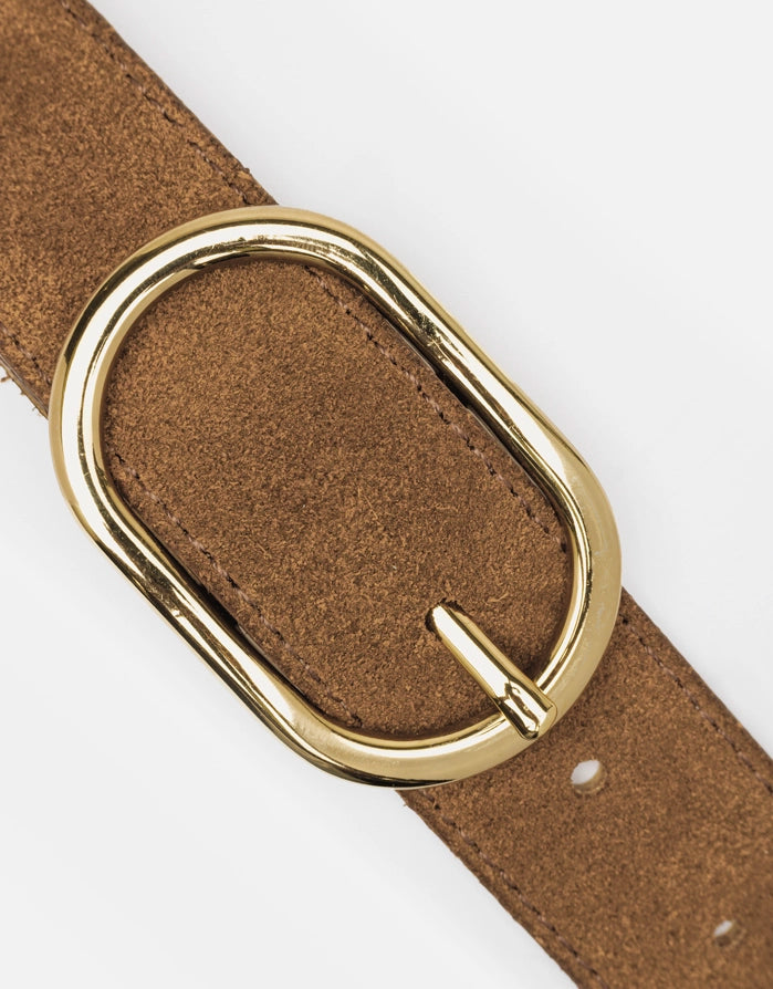 Cinturón Marrón Serraje Hebilla Dorada - Morena 4