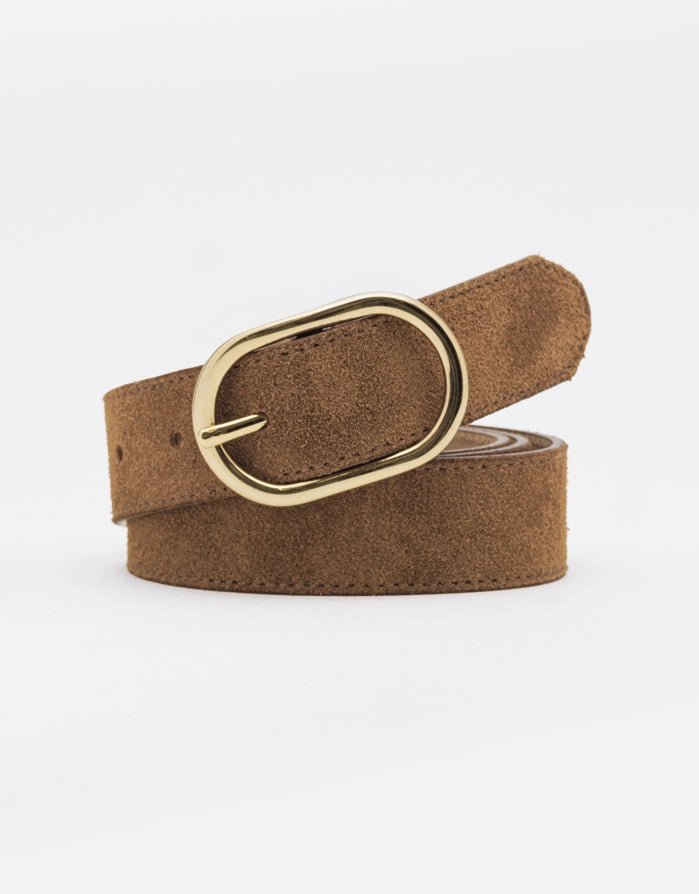 Cinturón Marrón Serraje Hebilla Dorada - Morena