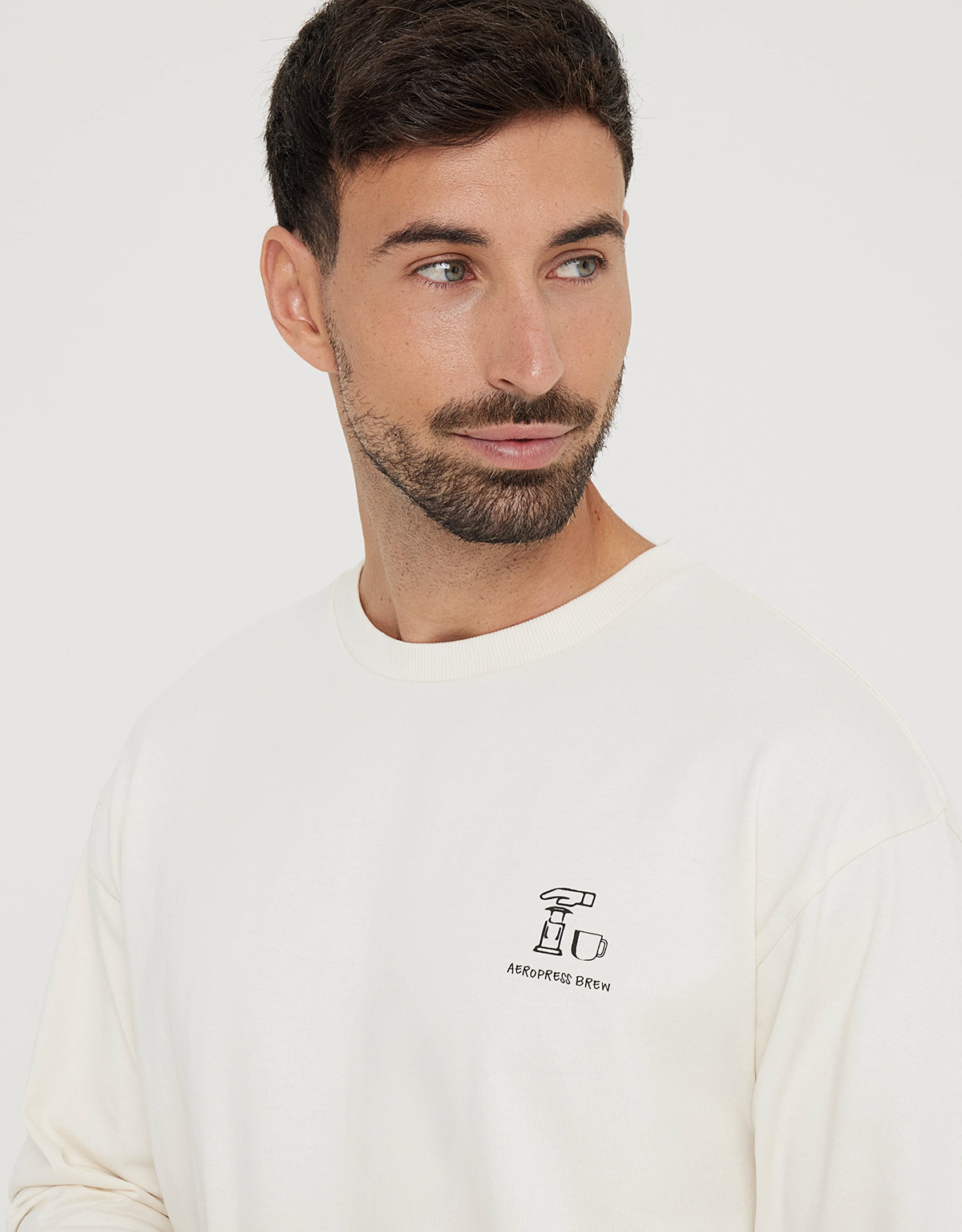 Sudadera sin Capucha con Estampado Blanco - Isalow