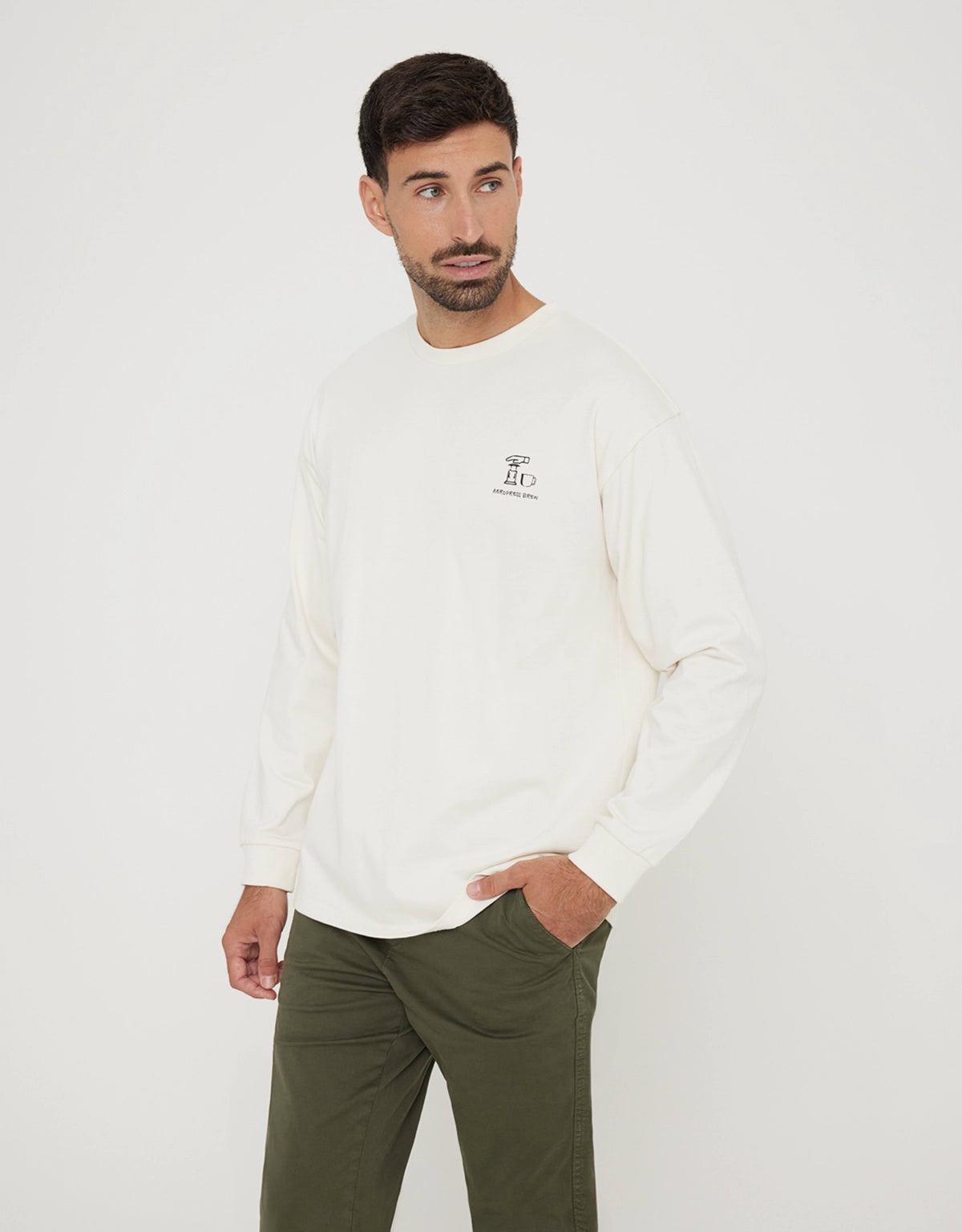 Sudadera sin Capucha con Estampado Blanco - Isalow