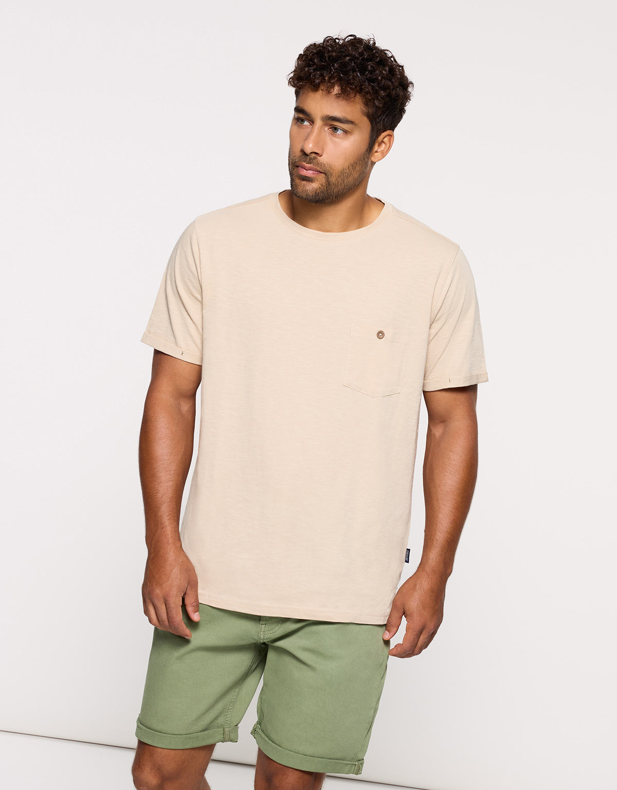 Camiseta Manga Corta Beige - Button