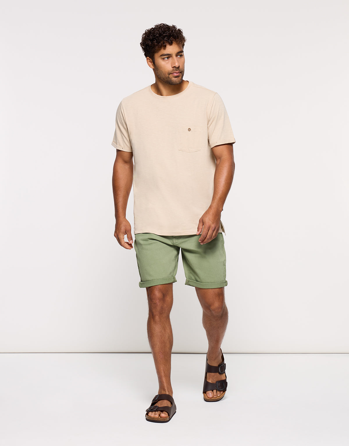 Camiseta Manga Corta Beige - Button 6