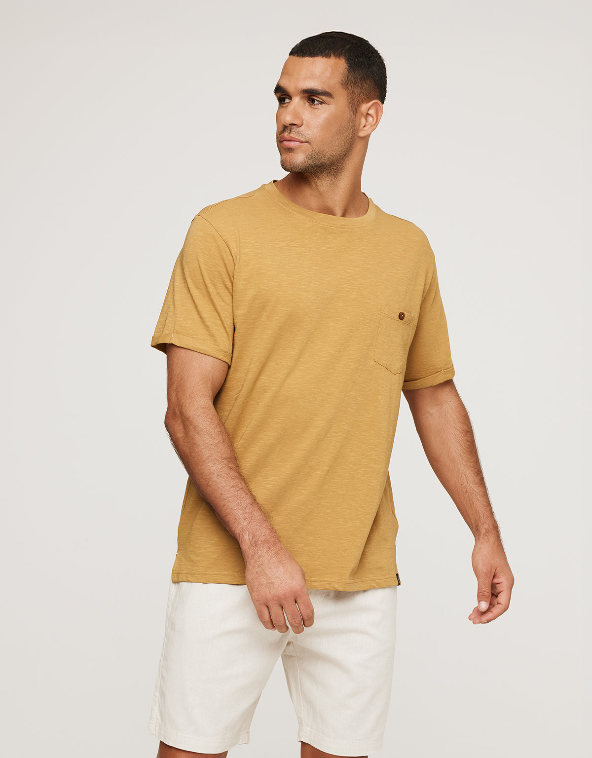 Camiseta Manga Corta Mostaza - Button