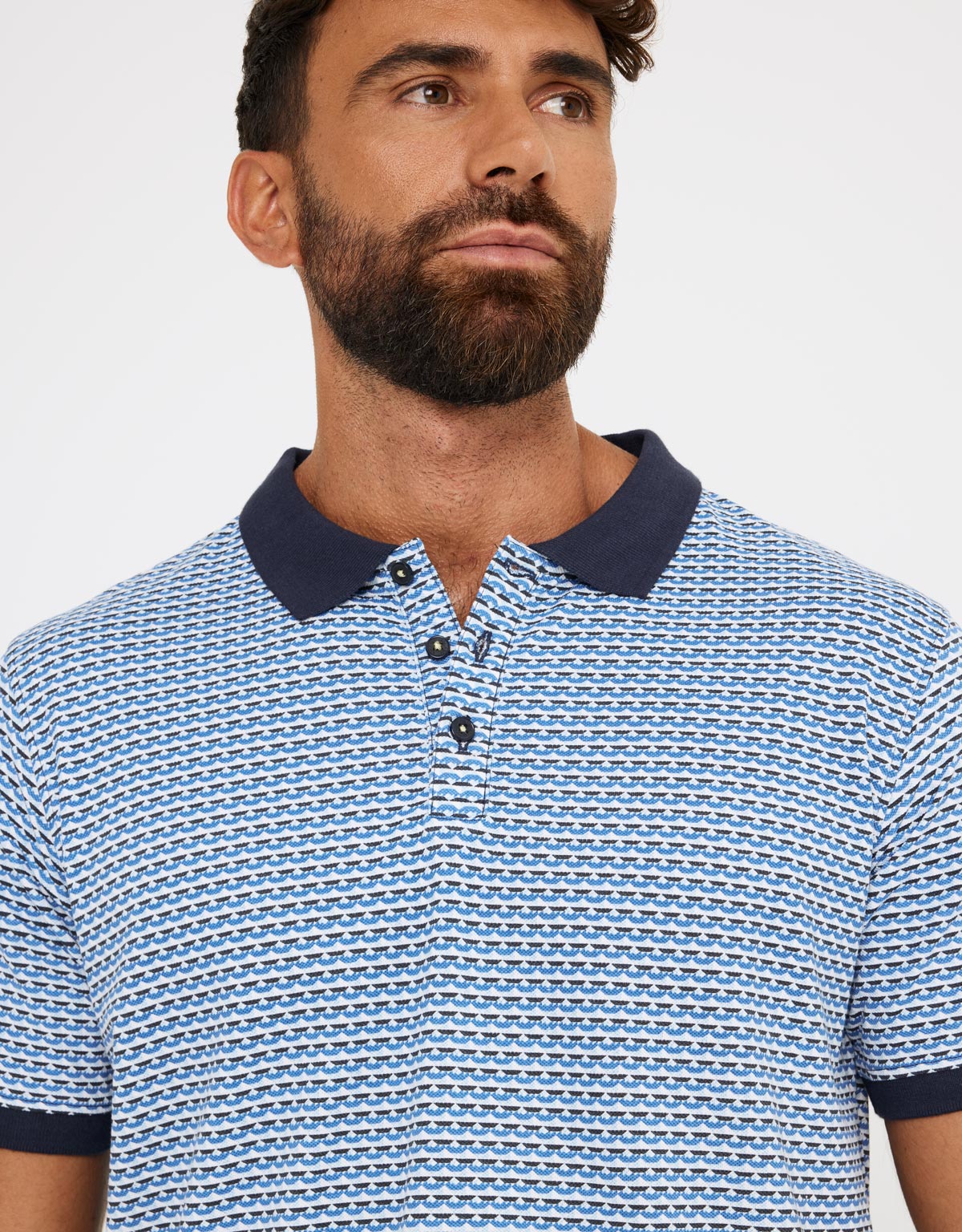 Marineblaues Polo mit verkürzten Ärmeln - Pocabo