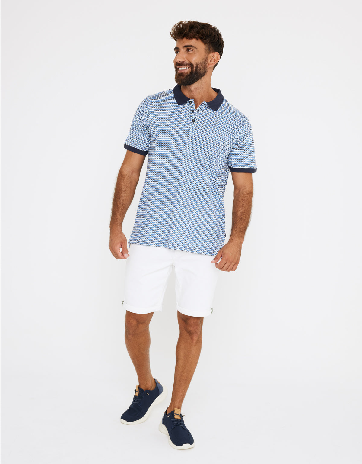 Marineblaues Polo mit verkürzten Ärmeln - Pocabo