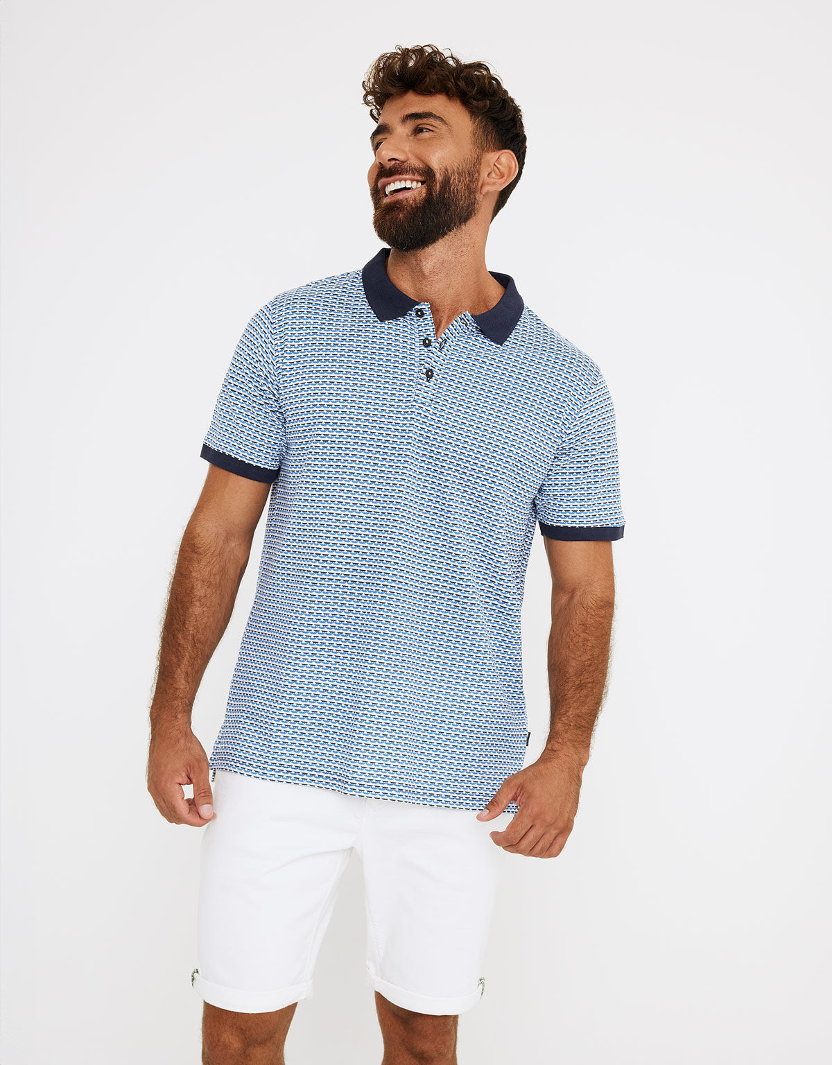 Marineblaues Polo mit verkürzten Ärmeln - Pocabo