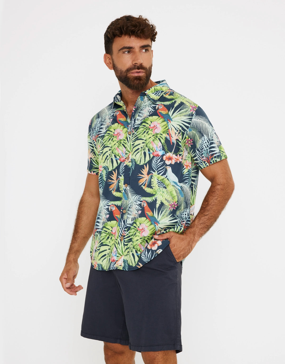 Camisa Manga Corta Estampado Tropical - Lirics 4