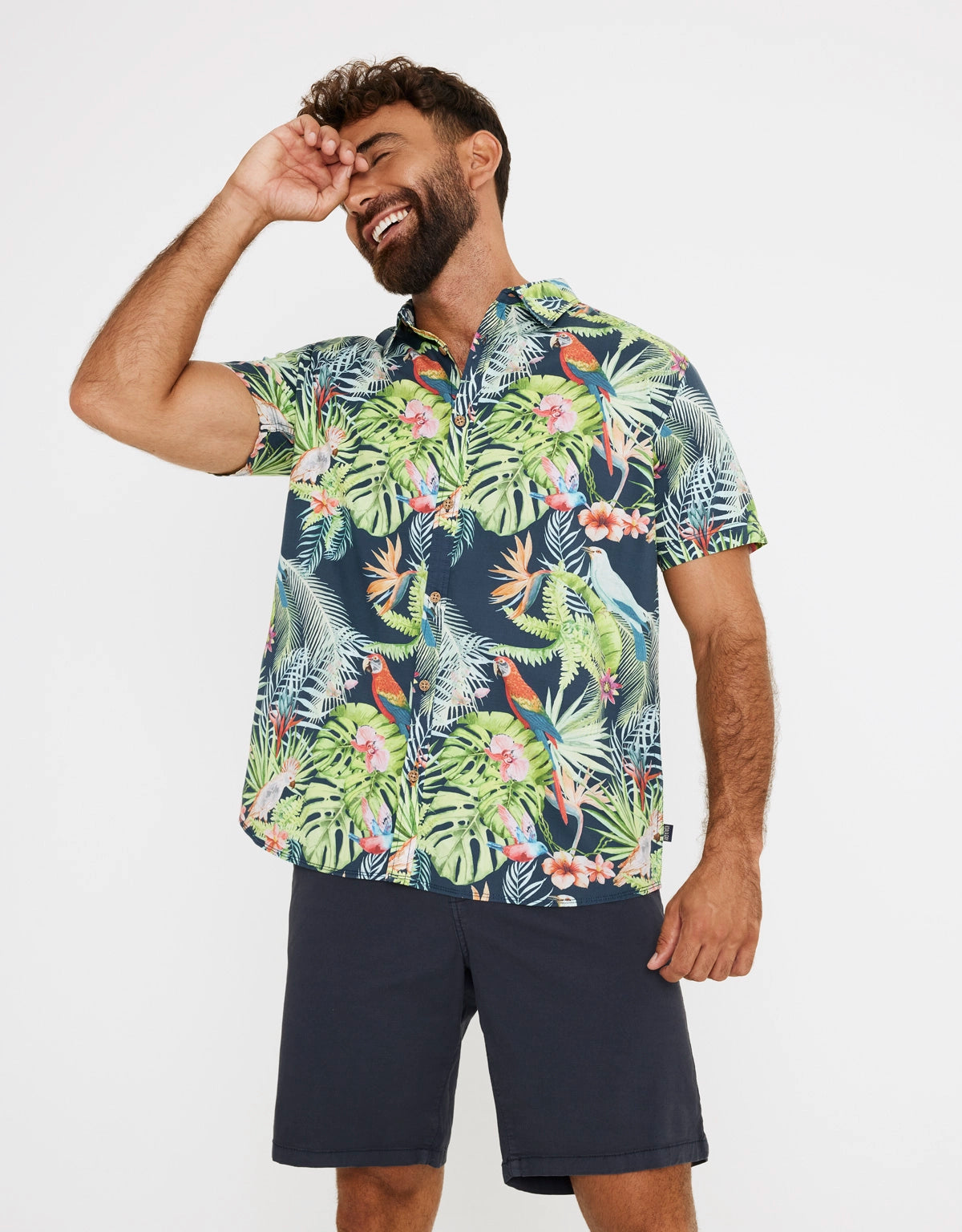 Camisa Manga Corta Estampado Tropical - Lirics